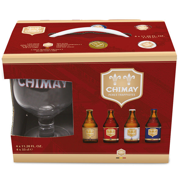 Chimay Quadrilogy Gift Pack 4x330ml & Glass