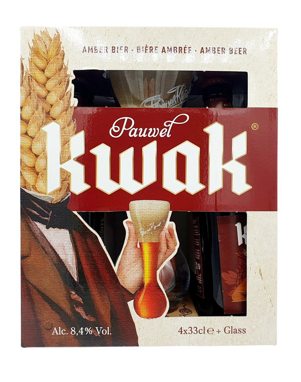 Kwak 4x330ml Bottles + Glass and Stand Gift Set