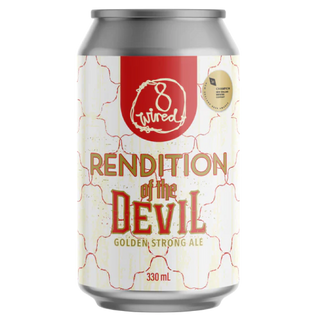 Can of 'Rendition of the Devil' Golden Strong Ale with '8 Wired' branding on a white background