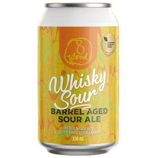 Can of '8 Twisted Whisky Sour Barrel Aged Sour Ale' on a white background