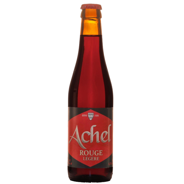 Bottle of Achel Rouge Legère beer on a white background
