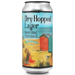 Can of Dry Hopped Lager with a scenic label on a white background