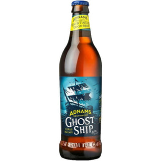 Adnams Ghost Ship beer bottle on a white background