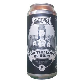 Can of Altitude Brewing beer with a graphic design on a white background