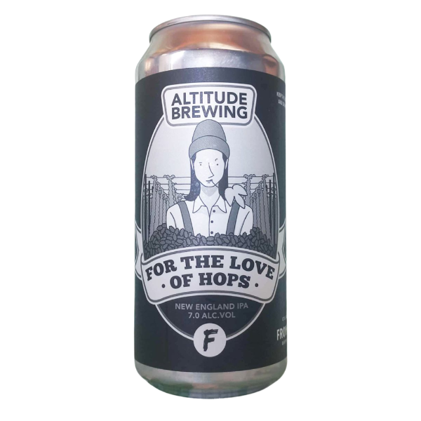 Can of Altitude Brewing beer with a graphic design on a white background