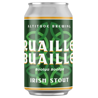 Can of Altitude Brewing Ruaille Buaille Irish Stout on a white background