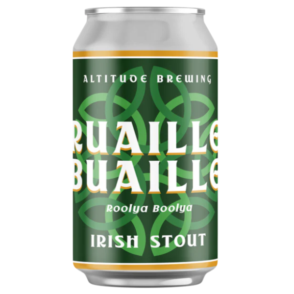 Can of Altitude Brewing Ruaille Buaille Irish Stout on a white background