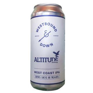 Beer can with 'Westbound & Down Altitude Brewing' branding on a white background