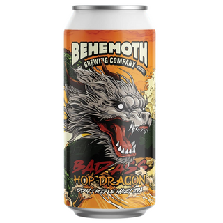 Behemoth Brewing Company beer can with dragon design on a white background