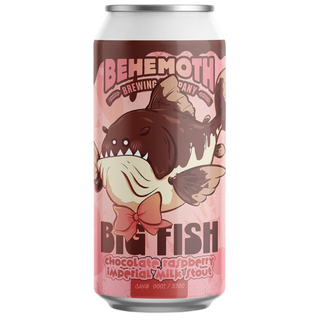 Can of Behemoth Brewing Big Fish chocolate raspberry imperial milk stout on a white background