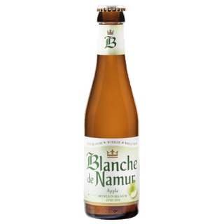 Blanche de Namur apple beer bottle on a white background