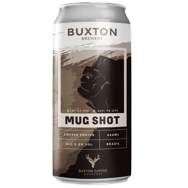 Buxton Brewery Mug Shot coffee porter can on a white background