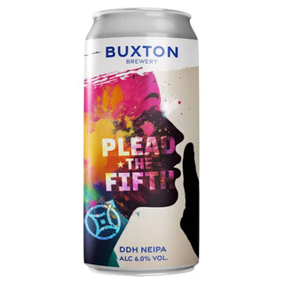Buxton Brewery beer can with colorful design and text on a white background
