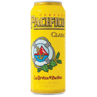Yellow beer can with 'Pacifico' branding on a white background