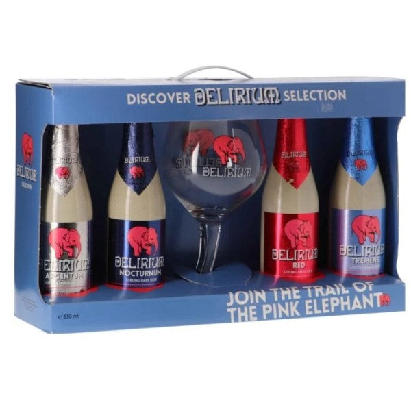 Delirium Discovery Gift Pack 4x330ml & Glass