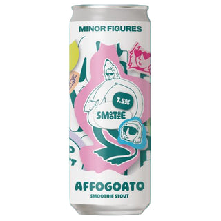 Can of 'Minor Figures' Afogato Smoothie Stout on a teal background