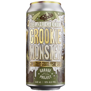 Beer can with 'Crookie Monster' branding on a white background