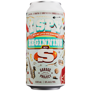 Beer can with colorful design on a white background