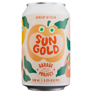 Can of 'Sun Gold' apricot witbier from Garage Project on a white background