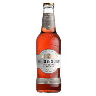 Bottle of Innis & Gunn Caribbean Rum Cask on a white background