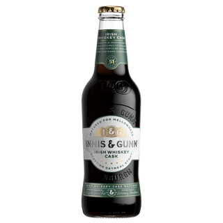 Innis & Gunn Irish Whiskey Cask beer bottle on a white background