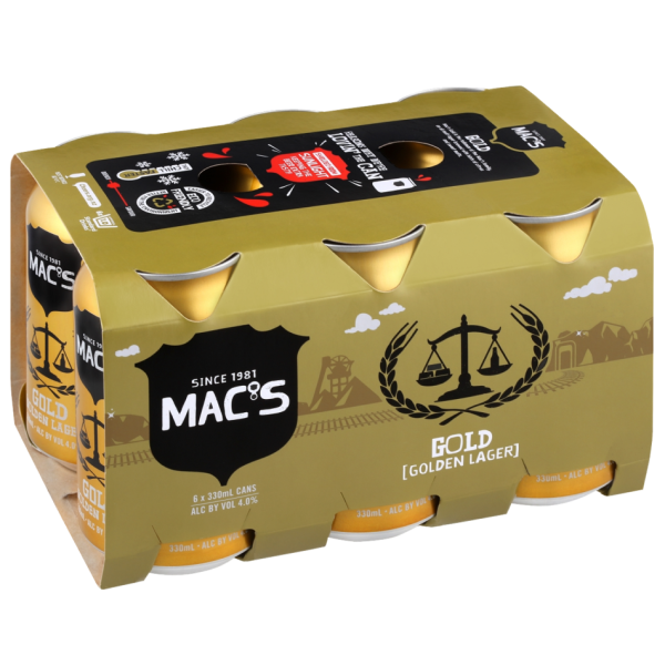 Macs Gold Lager 330ml 6pk | Beer Cellar NZ