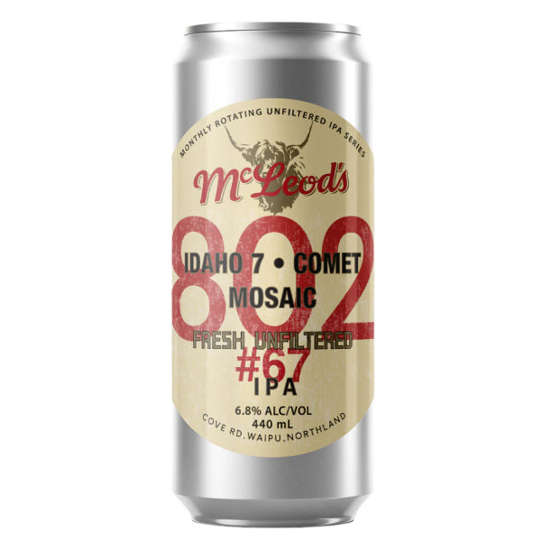 Mcleod's 802 #67 Fresh Hop Unfiltered IPA 440ml