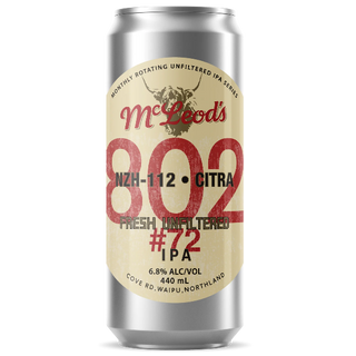 Silver can with McLeod's 802 branding on a white background