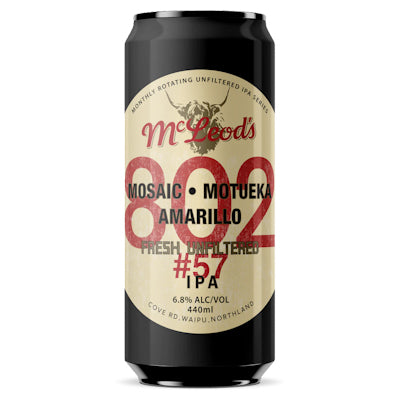 Mcleod's 802 #57 Unfiltered Hazy IPA 440ml