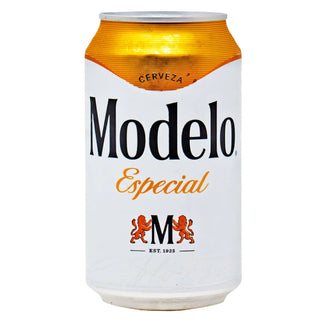 Modelo Especial beer can on a white background