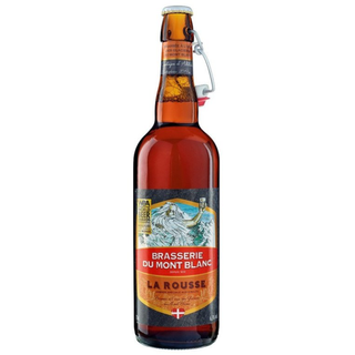 Bottle of Brasserie du Mont Blanc La Rousse beer on a white background