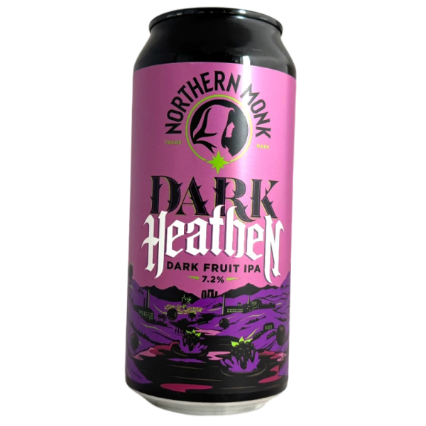Can of Northern Monk Dark Heather Dark Fruit IPA on a white background