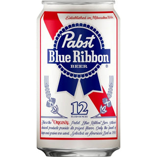 Pabst Blue Ribbon beer can on a white background