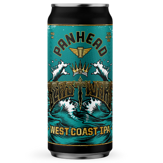 Can of Panhead West Coast IPA with blue and black design