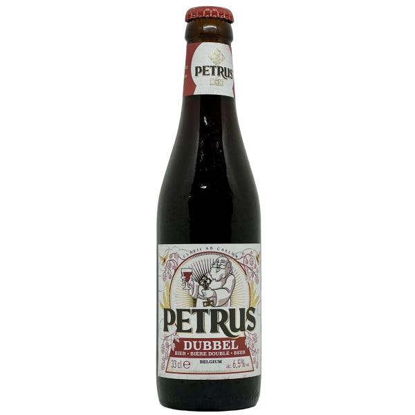 Petrus Dubbel beer bottle on a white background