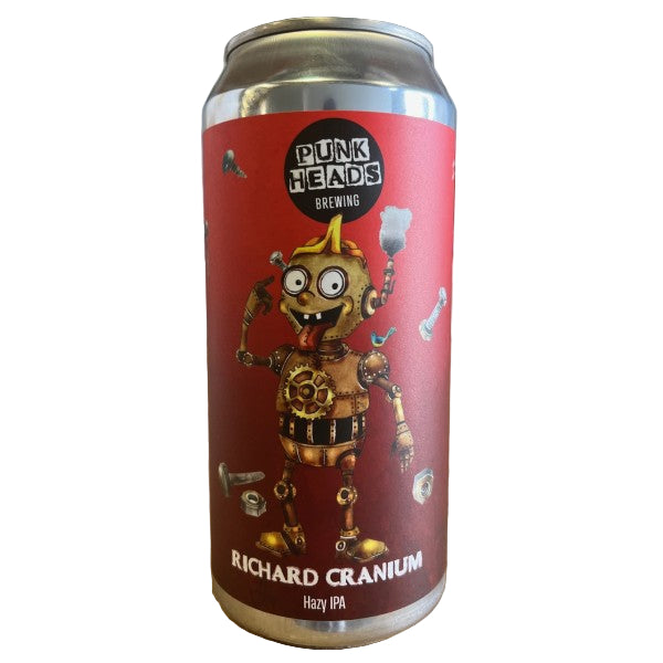 Punk Heads Brewing Richard Cranium Hazy IPA can on a wooden surface