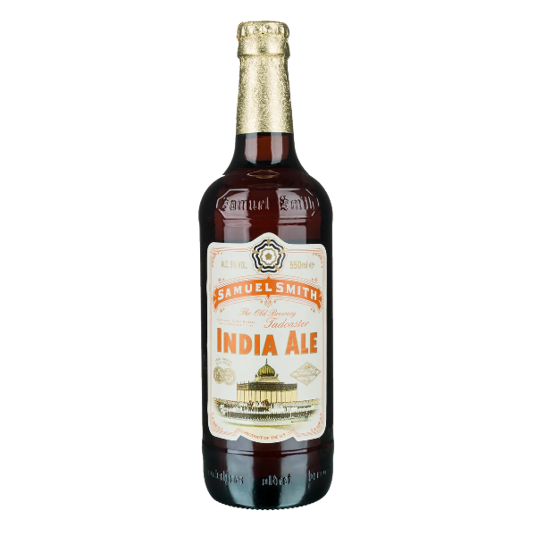 Bottle of Samuel Smith India Ale on a white background
