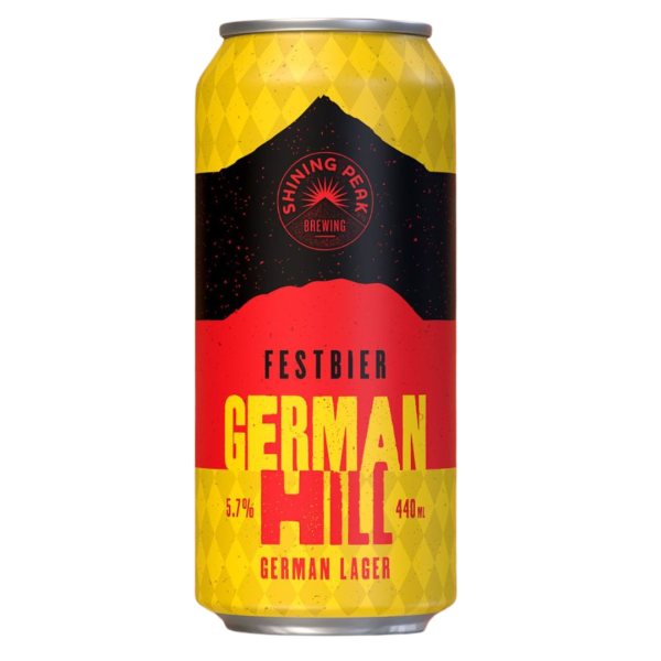 Shining Peak Brewing German Hill beer can on a white background