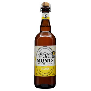 Bottle of 3 Monts Blonde beer on a white background