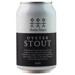 Can of Three Boys Oyster Stout on a white background
