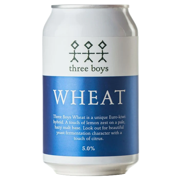 Three Boys Wheat beer can on a white background