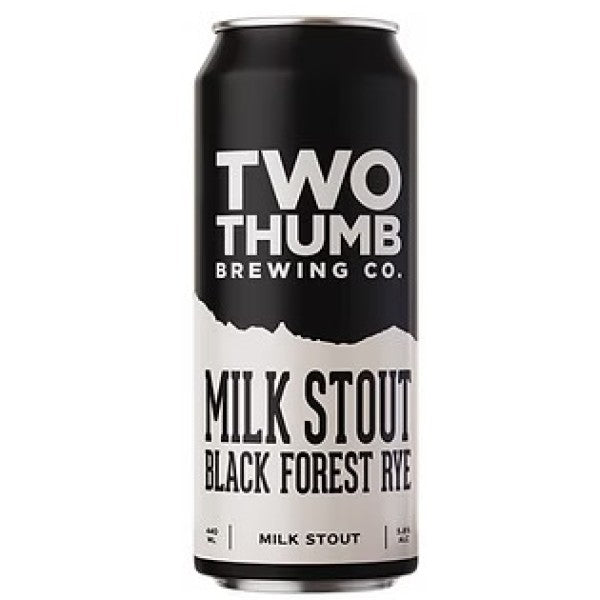 Two Thumb Brewing Co. Milk Stout Black Forest Rye can on a white background