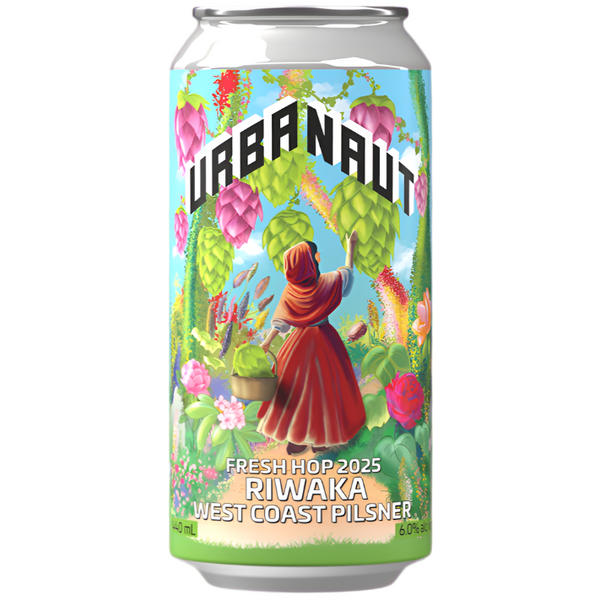 Urbanaut Fresh Hop 2025 Riwaka West Coast Pilsner 440ml