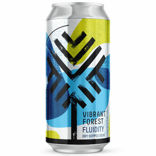 Beer can with colorful label on a white background