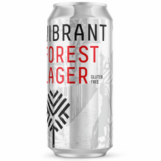 Can of 'Vibrant Forest Lager' on a white background