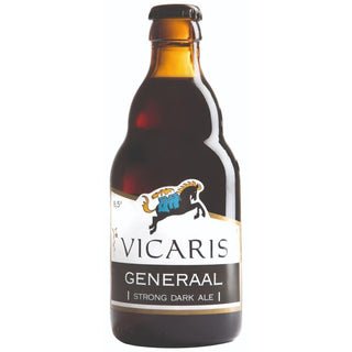 Bottle of Vicaris Generaal Strong Dark Ale on a white background