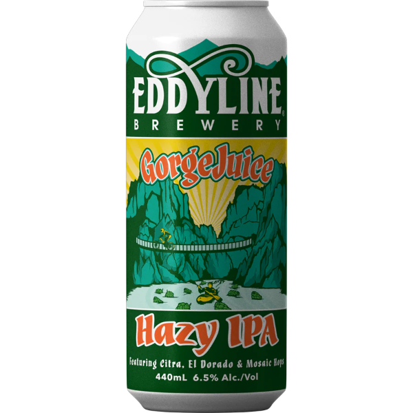 Eddyline Brewery Gorge Juice Hazy IPA can on a white background